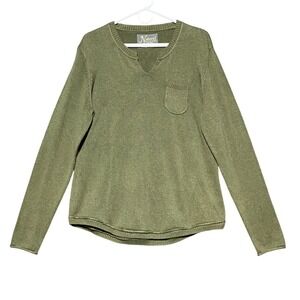 Natural Reflections‎ Olive Green V Neck Pullover Pocket Knit Sweater XLARGE